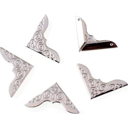 20 PCs Book Scrapbooking Albums Menus Folders Corner Protectors Silver Tone(Fits 3mm thick) 32x23mm F1221