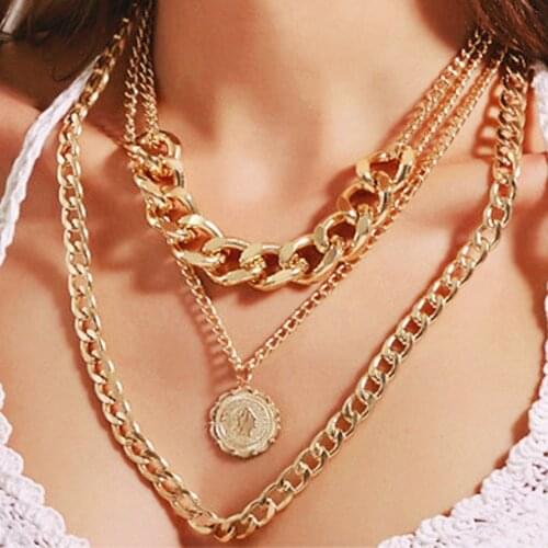 3 pcs/Set Multi Layered Heart Chain Collar Choker Necklace for Women Punk Goth Aesthetic Cute Vintage Female Fashion Jewelry