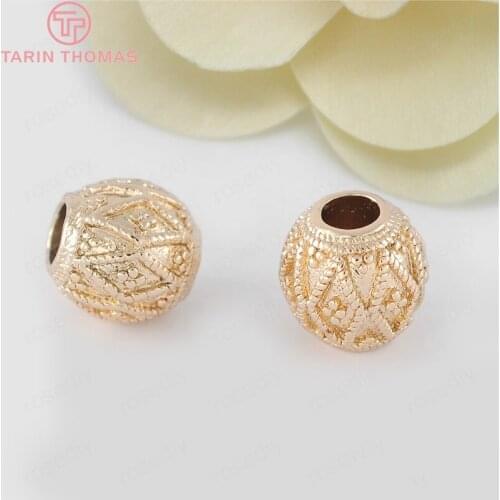 6PCS 8MM 24K Champagne Gold Color Plated Brass Barrel Spacer Beads Bracelet Beads High Quality Diy Jewelry Accessories