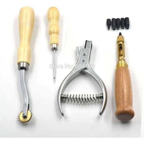 4 Style Leather Tools Hole Punch Awl Notcher Roulette Stitch Wheels Automatic