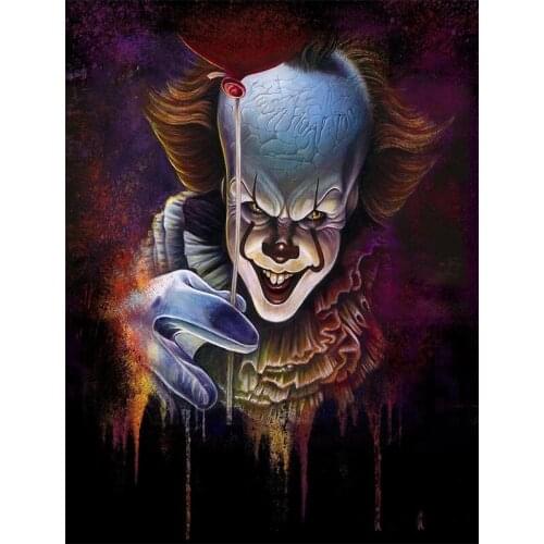 5D DIY Diamond Painting Horror Pictures Crystal Mosaic Clowns Full Square/Round Drill Diamond Embroidery Cross Stitch Gift E1531