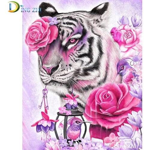 Full Drill 5D Diamond Painting Animal Tiger And Bird Diy Handmade Home Decor Cross Stitch Mosaic Embroidery Rhinestone Wallpaper