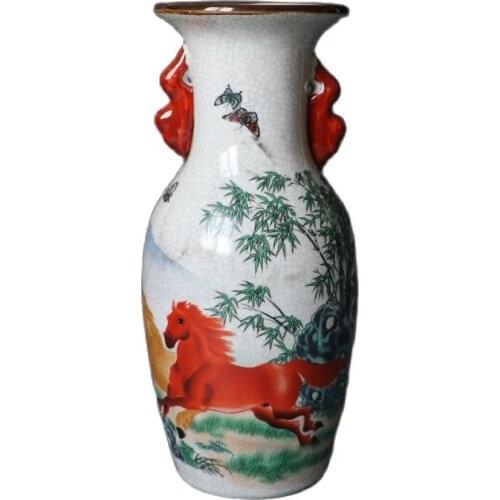 Jingdezhen antique porcelain, powder color, double ear Vase Decoration