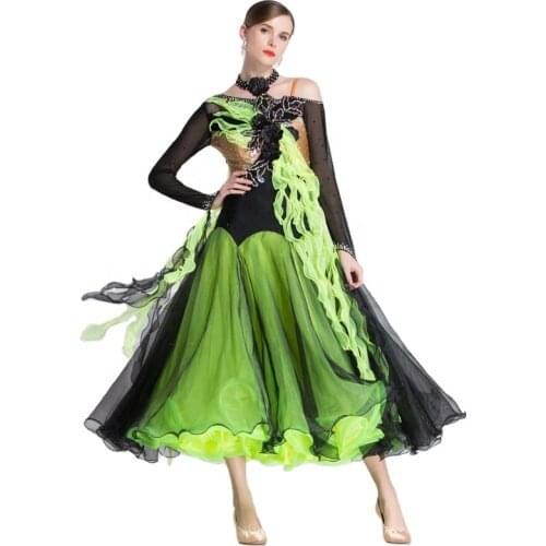 B-1847 New national standard modern dance competition performance organza ballroom dance dress social waltz dance dress for sale
