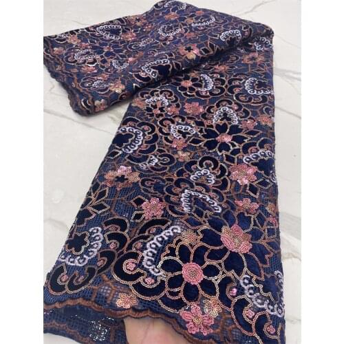 Velvet African Sequins Fabric French Tulle Mesh Lace Fabric For Bridal Material 2021 High Quality Nigerian Lace Fabric 4329B