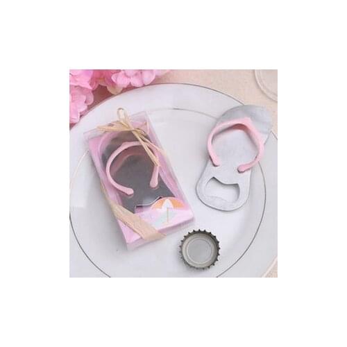 FREE SHIPPING(12pcs/Lot)+Wedding Favor and Gift "Pop the Top" Chrome Pink Flip-Flop Bottle Opener Beer Openers Wedding Favors