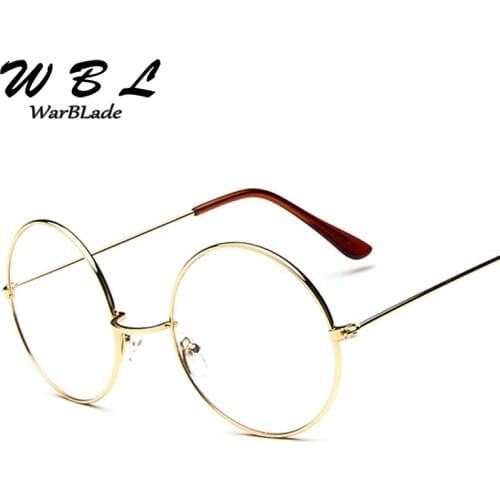 WarBLade Cheap Gold Big Round Nerd Glasses Clear Lens Unisex Round Metal Frame Glasses Frame Optical Men Women Black