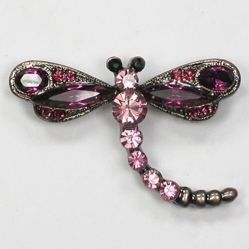 Dragonfly Brooch Purple Rhinestone Pin brooches C261 D3