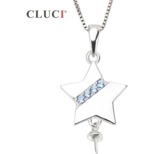 CLUCI Star Pendant Necklace with 4 Blue Zircon, 925 sterling silver Pendant accessory for elegant women/girl gifts SP174SB