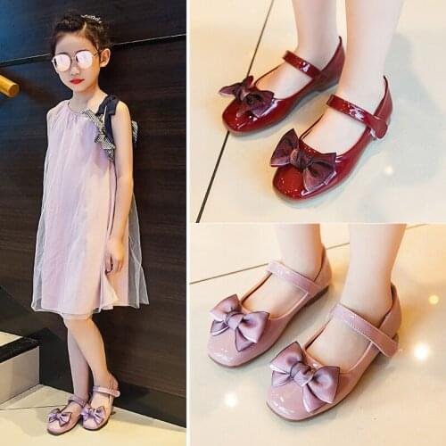 Spring Autumn New Baby Girl Princess Shoes Kids leather shoes baby Girl Dance Party Shoes bowknot Black Red Pink
