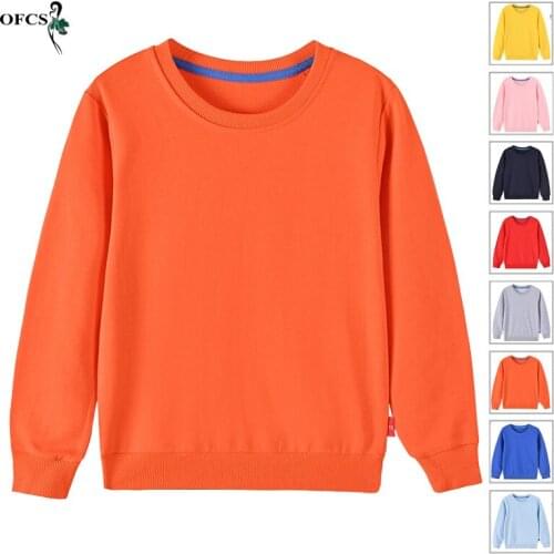 Autumn 2-12Years Childrens Coat Tops Colorful Clothes Toddler Baby Kids Boys Girls Cotton Casual Hooded Solid Plain Sweatshirt