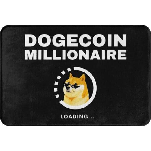 Dogecoin Crypto Miners Meme Anti-Slip Doormat Kitchen Mat Millionaire Loading Balcony Carpet Entrance Door Rug Home Decorative