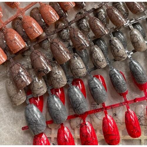 Factory Outlet Middle Length Coffin Nails Girl Ballet False Nails Finished Nail Art Polishing Brushed Square Head Fake Nail