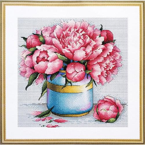 Fishxx Home Hand Embroidery B1561 Peony Vase Cross Stitch Kit Decorative Painting