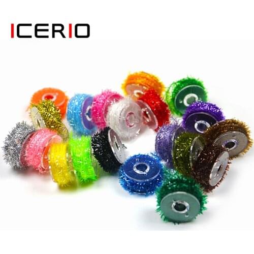ICERIO 10 colors/set Fly Fishing Tinsel Chenille Crystal Flash Line Rig Bait Making Assorted Fly Tying Streamer Flies Material