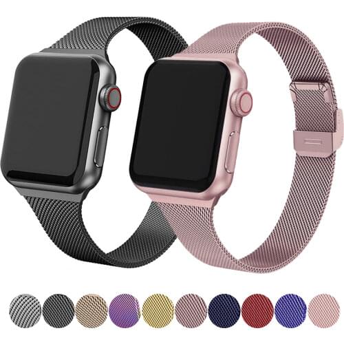 Metal Band for Apple Watch 44mm 42mm 40mm 38mm Correa Slim Bracelet Strap for iwatch Series 6 se 5 4 3 Wristband Accessories