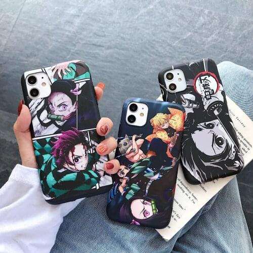 Cute Japan Demon Slayer Case For Iphone 11 12 Pro 6 7 8 Plus X XR XS Max Phone Cases Anime Kimetsu No Yaiba Soft TPU Cover Coque