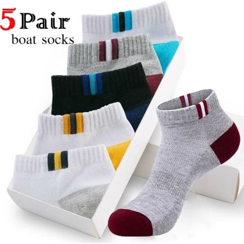 5Pair/Pack Men Cotton Breathable Sport Socks Anti-slip Running boat sock No Sweat Comfortable Short Socks Casual Ankle Sock