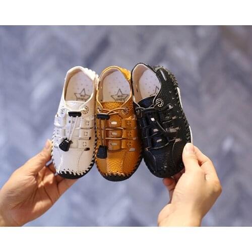 New sports shoes 4-13 years old Peas baby singel shoes leather shoes boys and girls soft bottom non-slip casual