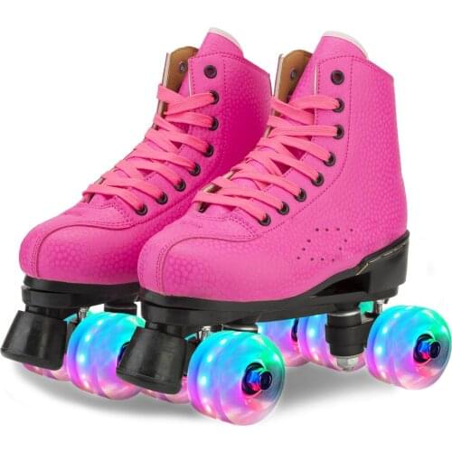 2021newRoller skates, double row skates adjustable leather high help perfect indoor and outdoor adult skates skating shoes bag