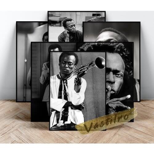 Miles Davis Poster, Jazz Musician Wall Picture, Black White Figure Portrait Prints, Davis Trumpeter Wall Art, Bedroom Home Decor