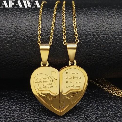 Fashion Stainless Steel Necklace for Women Men Gift Gold Color Heart Choker Necklaces Jewellery Valentines Day Gift N756S01