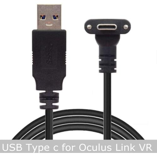 Fit for Oculus Link VR USB 3.1 Type-C Dual Screw Locking to Standard USB3.0 Data Cable 1.2m 3m 5m 8m