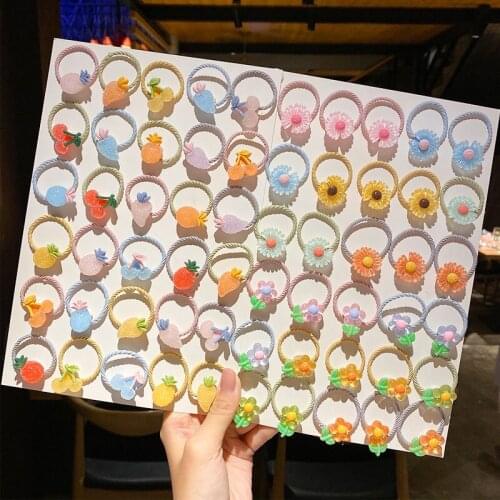 30pc Fashion Cute Fruit Flowers Elastic Hairband Headband Children Girls Lovely kids korean Style Hair Accessories Headwear Suit