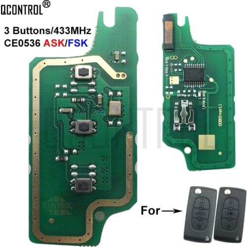 QCONTROL Remote Key Circuit Board for Peugeot 207 208 307 308 408 CE0536 ASK/FSK Signal 3 buttons