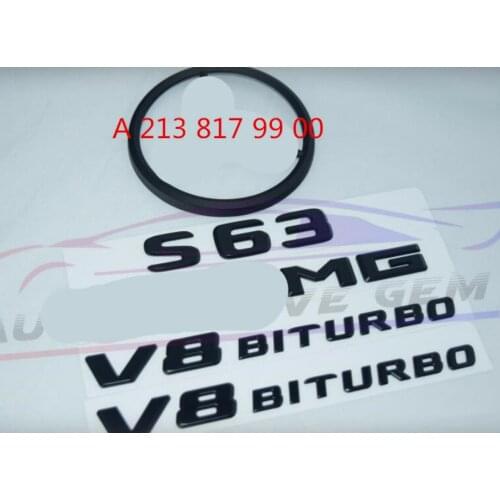 S63 COUPE for AMG V8 BITURBO Rear Star Emblem Black Badge Combo Set for C217 2014-16 A 213 817 99 00
