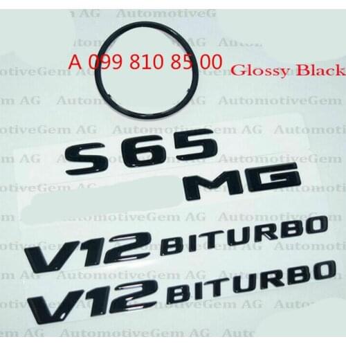 S65 COUPE for AMG V12 BITURBO Rear Star Emblem Black Badge Combo Set for C217 2017+ A 099 810 85 00