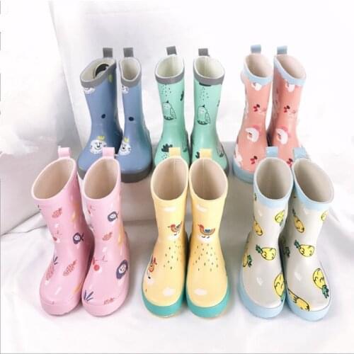 High quality Children Rain Boots Kids Girl Cute cartoon Printed shoes boys Rubber Boots Waterproof Baby Water Shoes baby shoes