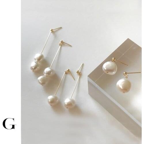 GHIDBK Baroque Freshwater Natural Pearls Studs Earrings Long Irregular Pearl Pendant Earring Dainty Charming Earring Wholesale