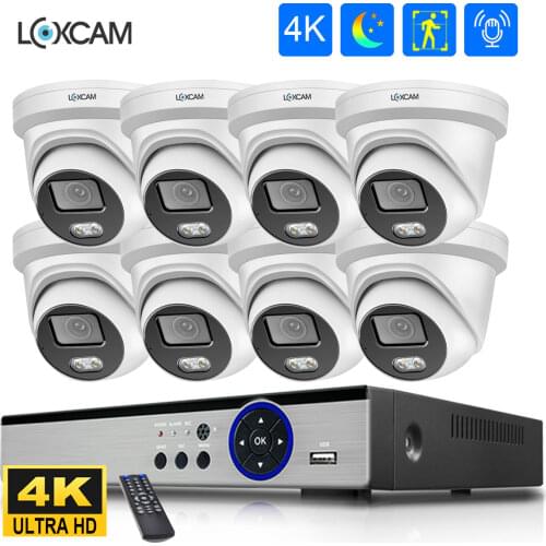 H.265 Ultra HD 4K POE Camera System 8CH 8MP Indoor Outdoor Security Camera kit 4K POE NVR Recorder System 4K HDMI