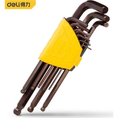Deli 9 Pcs Pipe Socket Wrench L-shaped Perforated Elbow Auto Repair Tool L-shaped Hexagonal Double-head Casing Wrench Socket