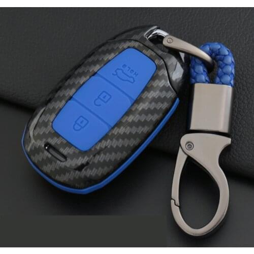 Carbon Fiber silicone For Hyundai KONA Encino 2018 car Key Case car Key protection cover Shell keychain accessories key case for