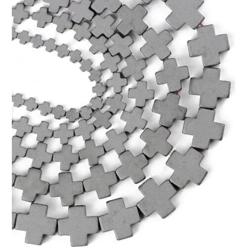 YHBZRET Matte Cross Black Hematite Natural Stone spacer 4/6/8/10/12MM Loose beads For Jewelry making bracelet DIY accessories