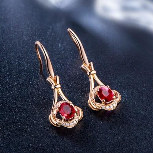 MENGYI New Fashion Inlaid Red Crystal Zirconia Drop Earrings For Women Rose Gold Earrings European Jewelry