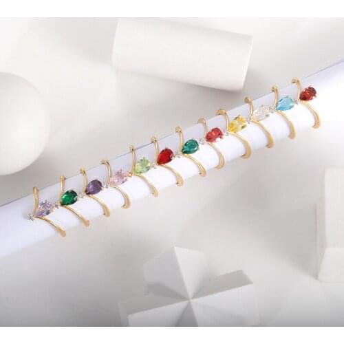 12 Drop-shaped Colorful Zircon Birthstone Ring For Women Wedding Vintage Female Jewelry 2021 Trend Stackable Ring Birthday Gift