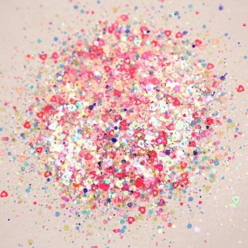 0.2-3mm Size/ 50G Valentine’s Day chunky glitter Heart/Tie pink glitter , Valentines Day/ Nail Art Iridescent Chunky Glitter