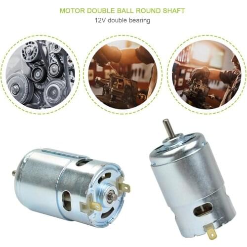 1PC 895 DC 12V 6000/12000RPM Motor Double Ball Round Shaft Double Bearing Ball Bearing Torque Gear Motor Brush DC Electric Motor