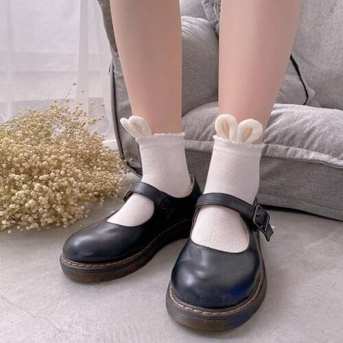 2pairs/lot lovely girl Autumn and winter cotton rabbit roll Japanese Student style lolita cosplay vintage white/black socks
