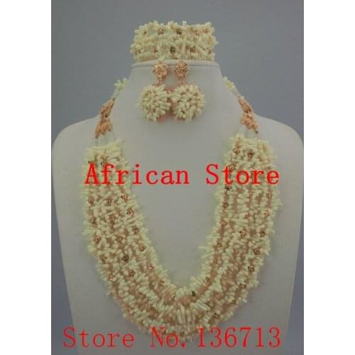 2016 Coral Bead Sets Jewelry Latest Design Nigerian Beads Necklace Set Bridal Jewelry Set Free Shipping HD327-3