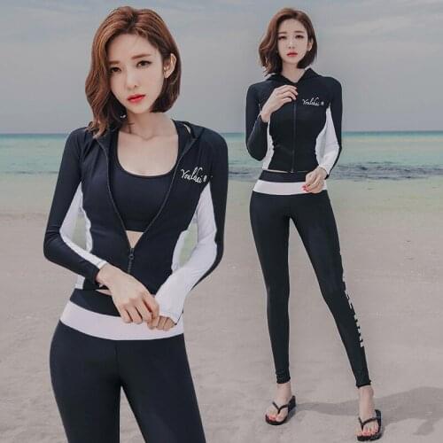 4 pcs Female Surfing Rash Guards Swimwear Women Long Style Slim Swimsuit Stretch Nylon Snorkeling Swimming Clothes Rashguards