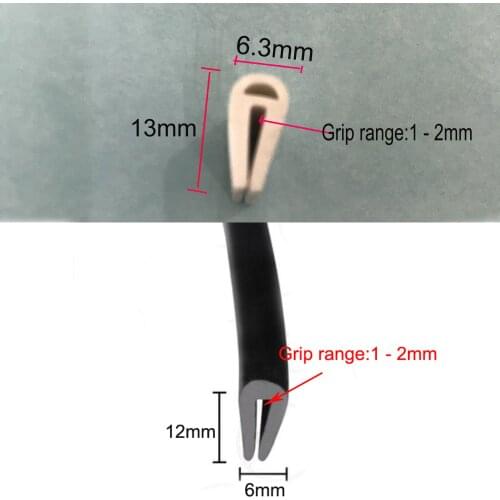 6x13mm / 6x12mm U Channel White Rubber Edge Trim Rubber Sealing Strip Weatherstrip Door Protector Edge Guard