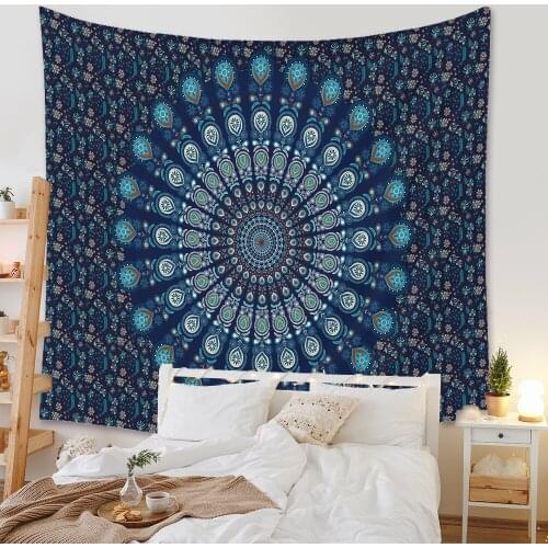 Cilected Bohemian Mandala Print Tapestry Wall Hanging Ethnic Style Home Retro Painting Bed Sofa Cover Blanket Tapestry Decor