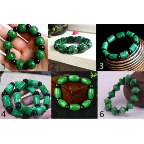 Beautiful 6 Style Natural Genuine Green Tortoise Jade Beads Bracelet Bangle mens and womens Bangle