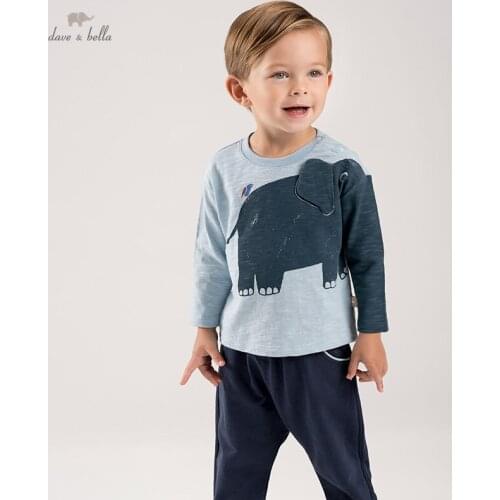 DBA16180 dave bella spring baby boys casual cartoon clothing sets kids fashion long sleeve sets children 2 pcs suit