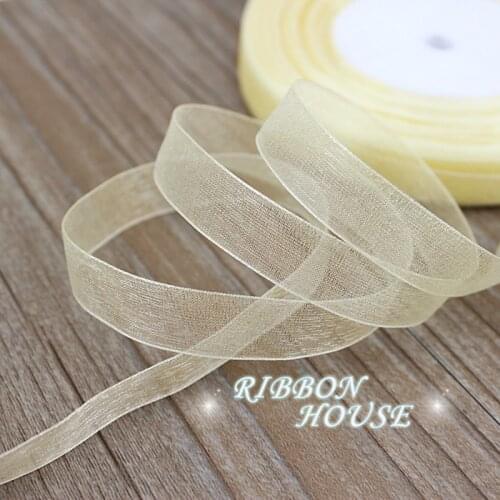 50 yards/roll) 1/2''(12mm) Wholesale beige organza ribbons gift wrapping decoration Christmas ribbons