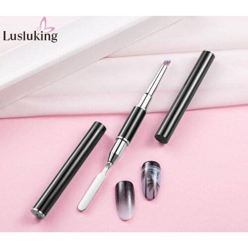 Nail Art Brush Mermaid Rainbow Color Oblique Round Head Pen Dotting Gradient Painting Drawing Smudge Pen UV Gel Manicure Tool